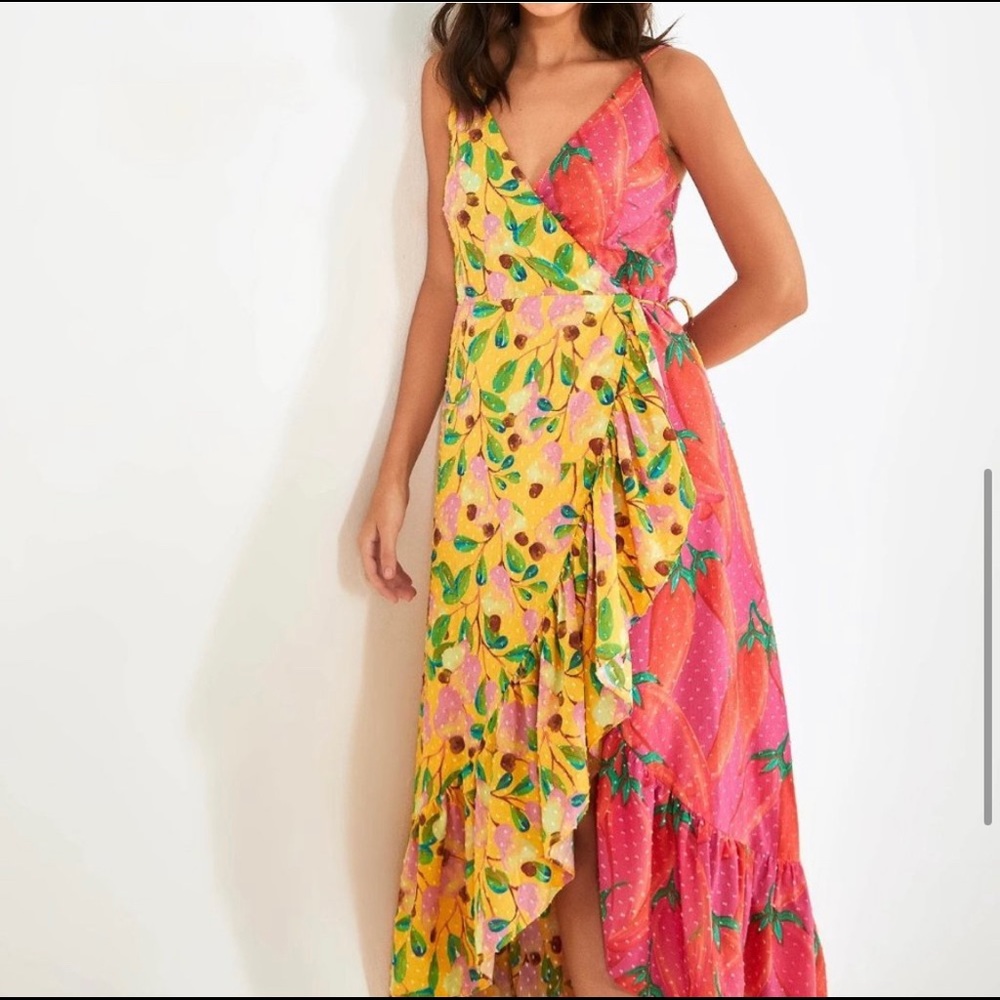 NWT FARM Rio Garden Mix Wrap Dress Size Small